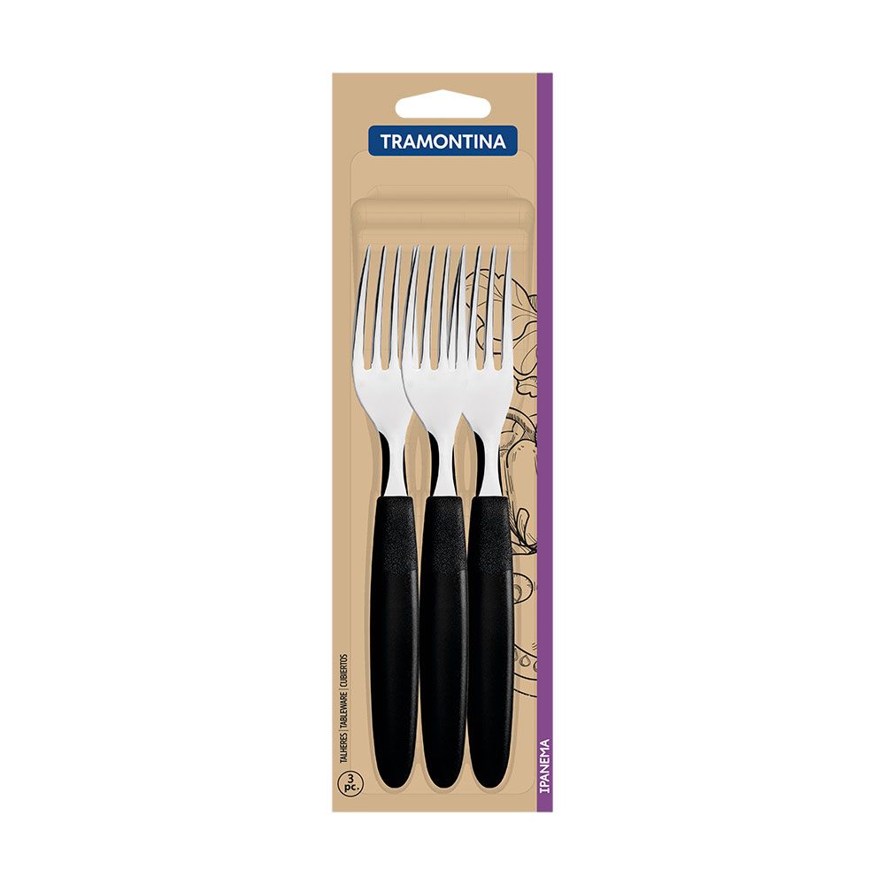 Tenedor de mesa ipanema negro 19,1 cm 3 uds