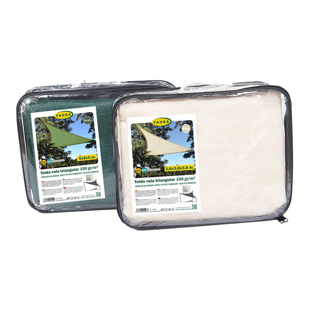 Toldo vela triangular verde 3,6 x 3,6 x 3,6 m