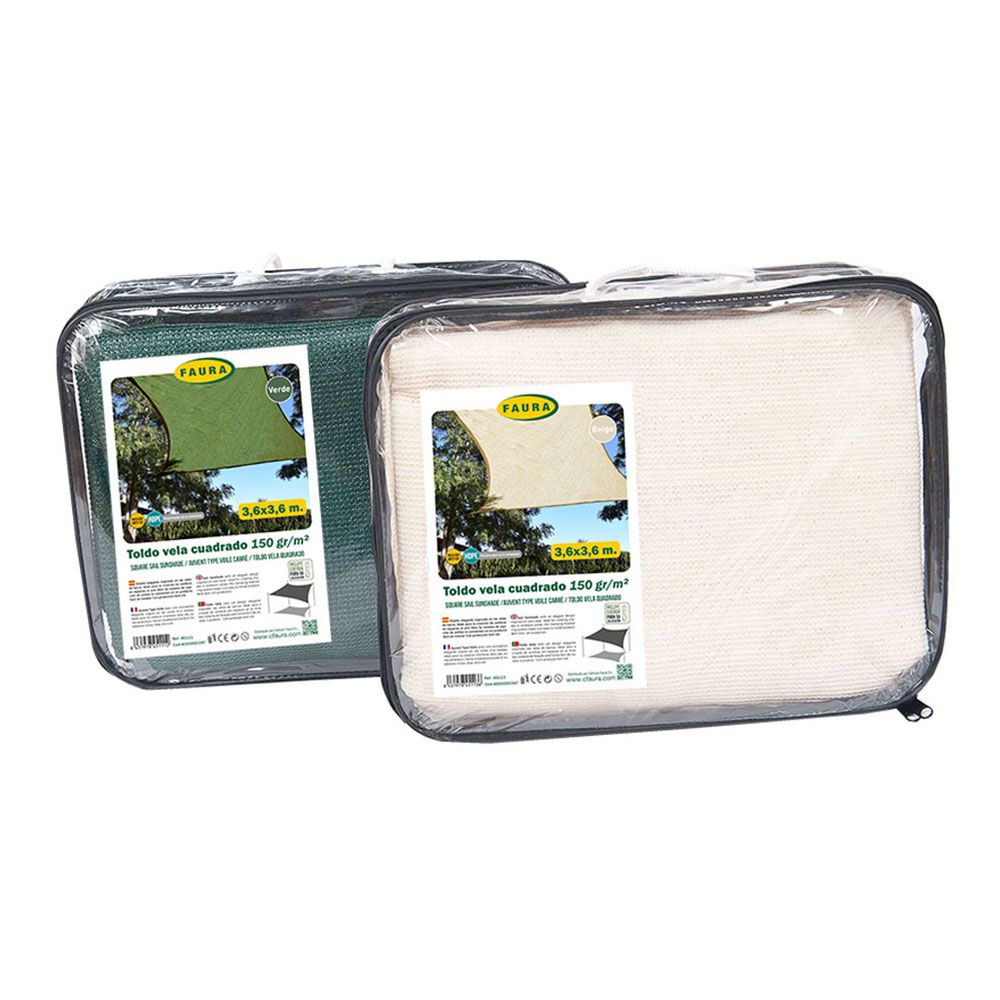 Toldo vela cuadrado beige 5 x 5 m