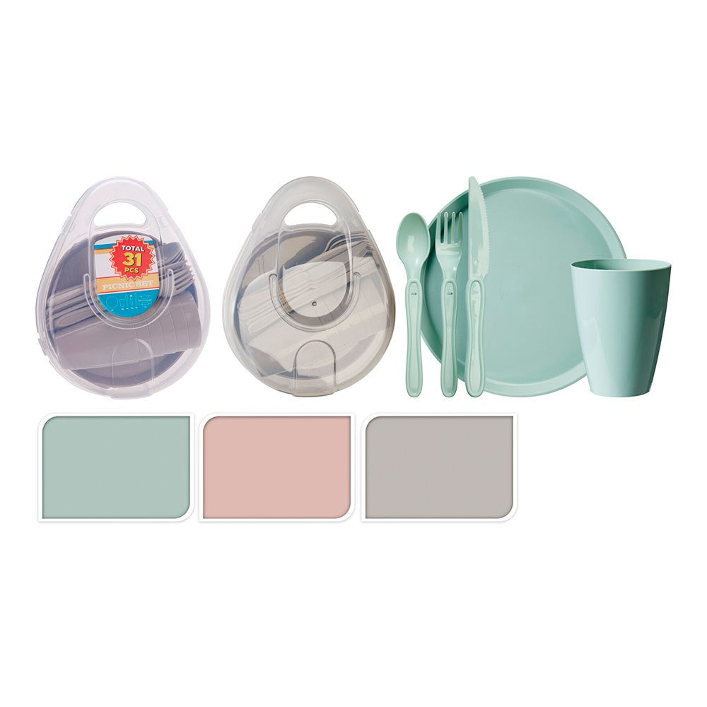 Set para pícnic de polipropileno, 31 piezas, colores surtidos