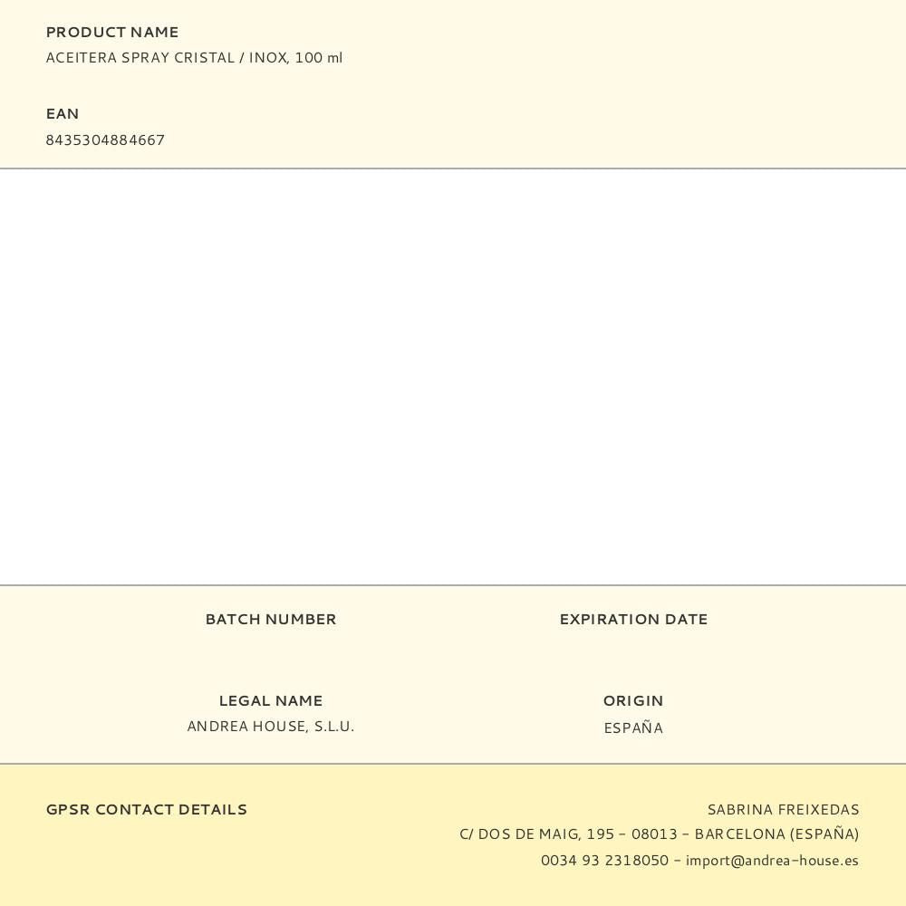 Aceitera spray cristal / inox 100 ml