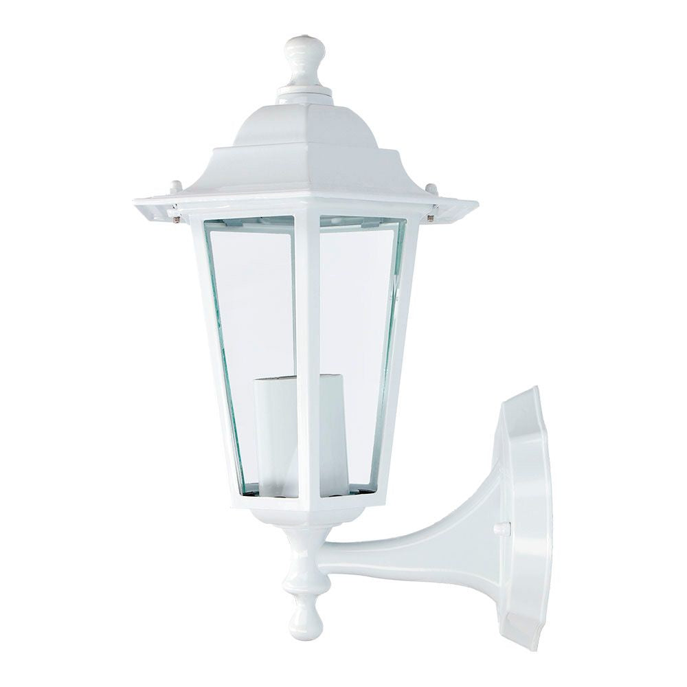 Aplique exterior zurich de aluminio y cristal e27 60 w sin bombilla, color blanco, luz hacia arriba