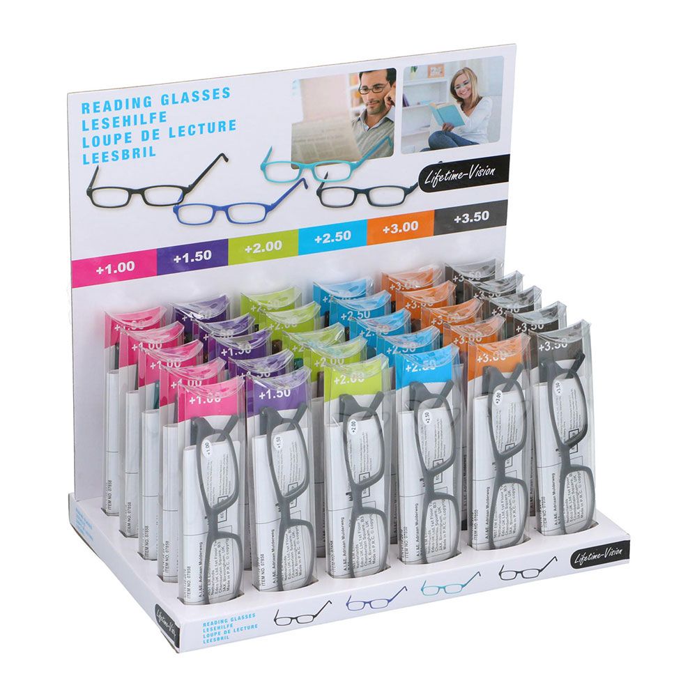Gafas de lectura visión, colores surtidos, expositor de 30 uds