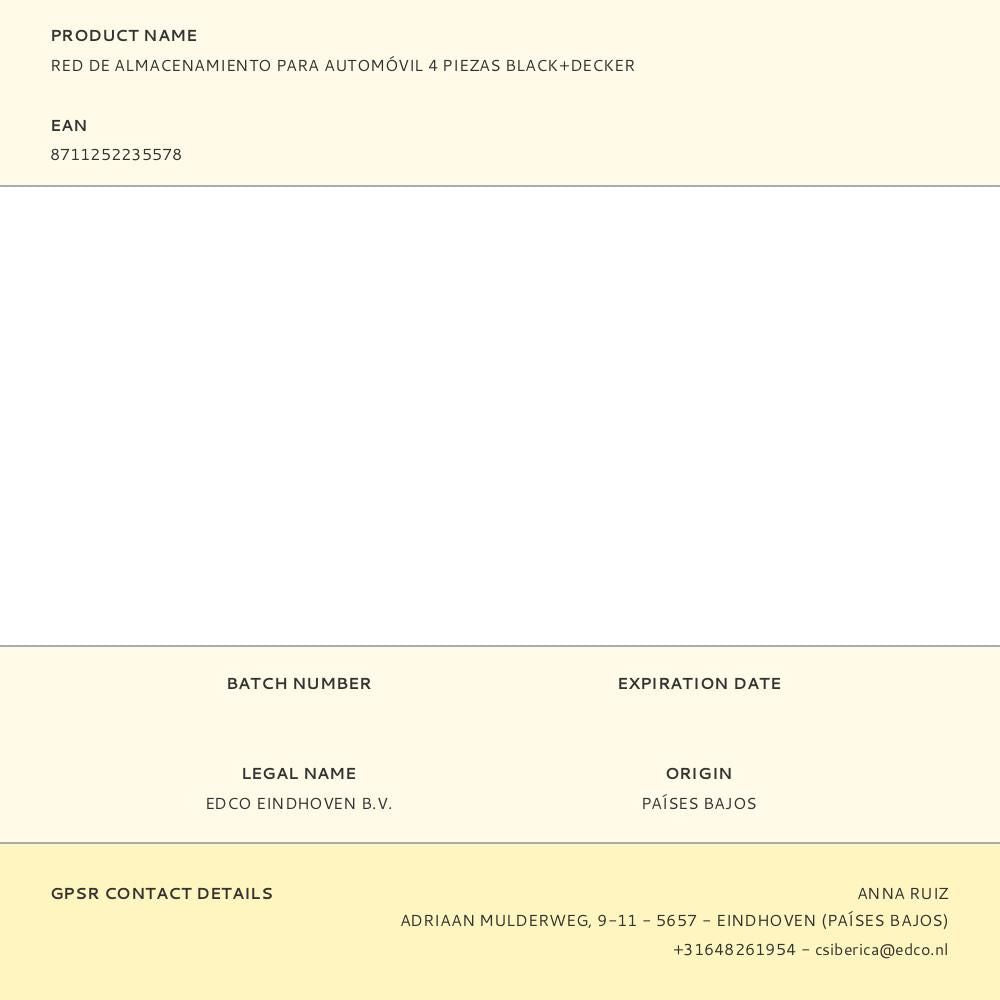 Red de almacenamiento para automóvil 4 piezas black+decker