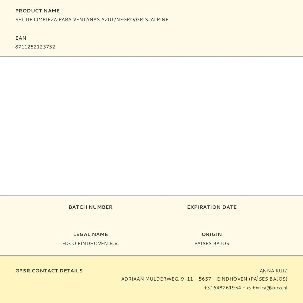 Set de limpieza para ventanas azul/negro/gris. alpine