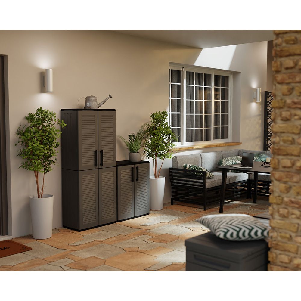 Armario alto línea easy de polipropileno gris oscuro, 68 x 37 x 163 cm