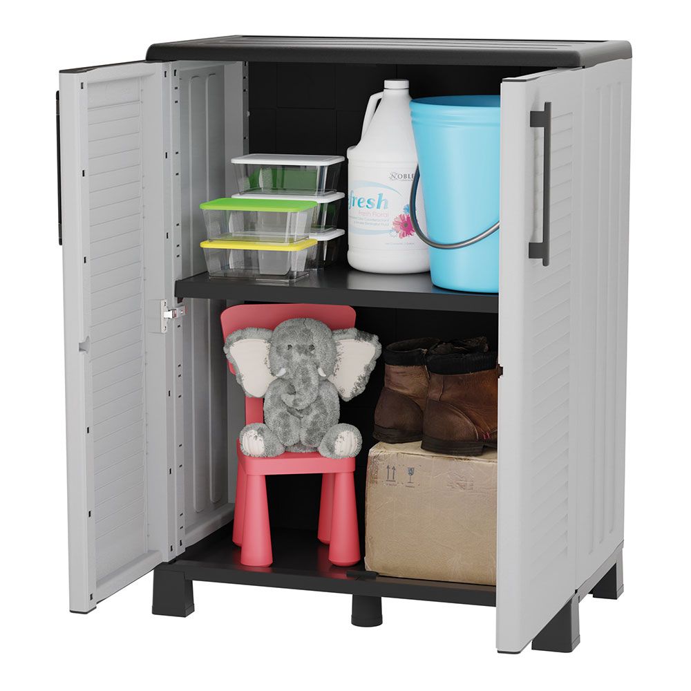 Armario bajo línea family de polipropileno gris claro, 68 x 37 x 90 cm