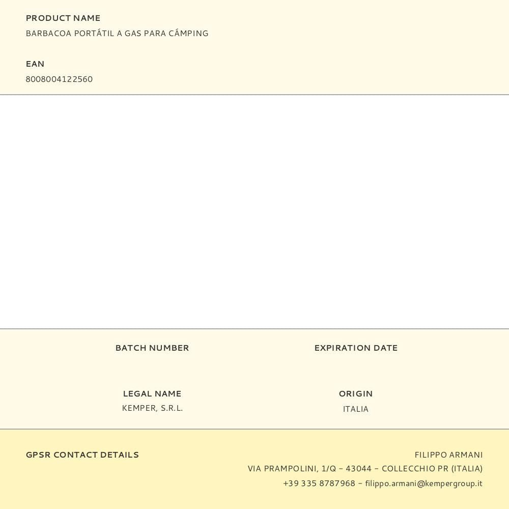 Barbacoa portátil a gas para cámping