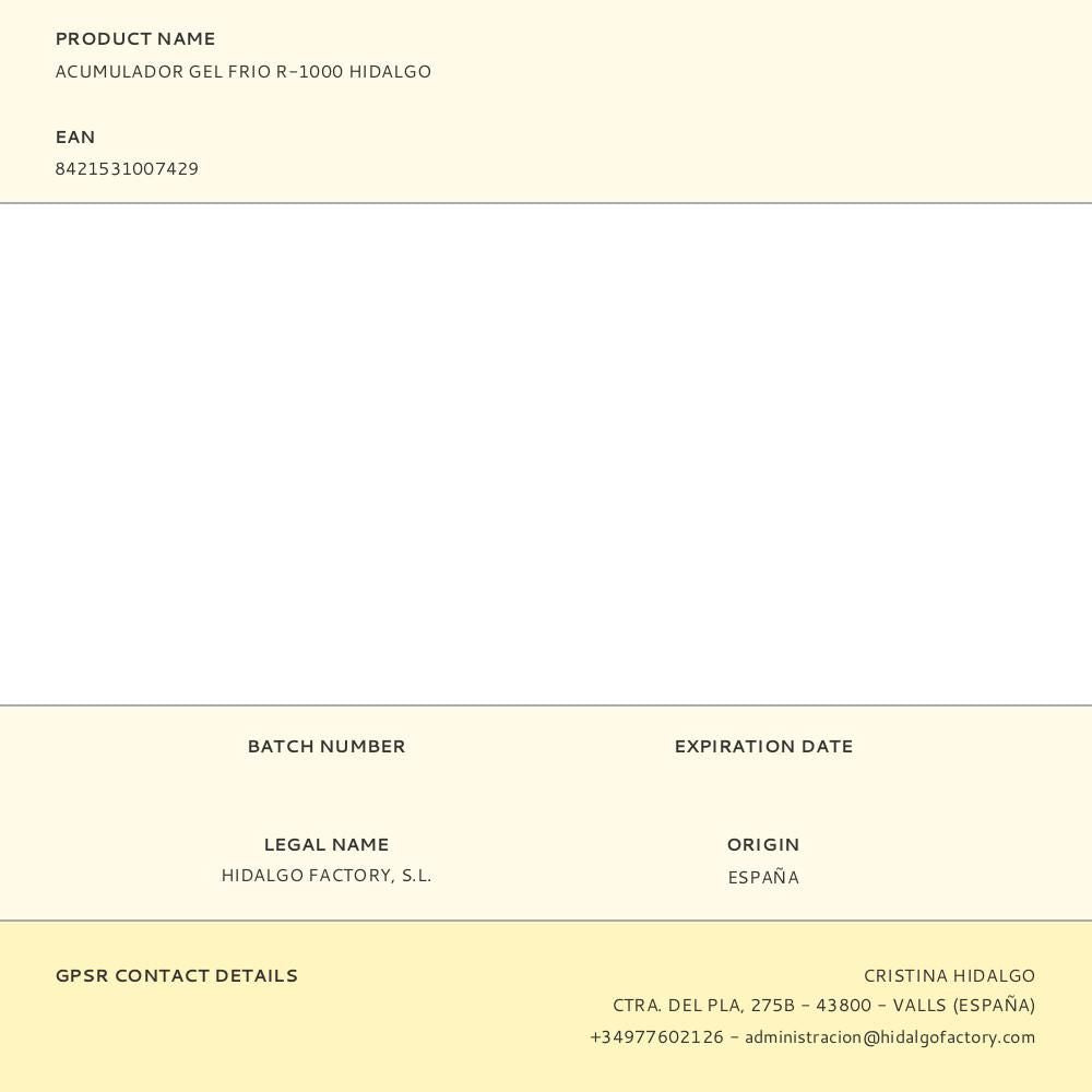 Acumulador de gel frío, r1000, 22 × 11 × 5 cm