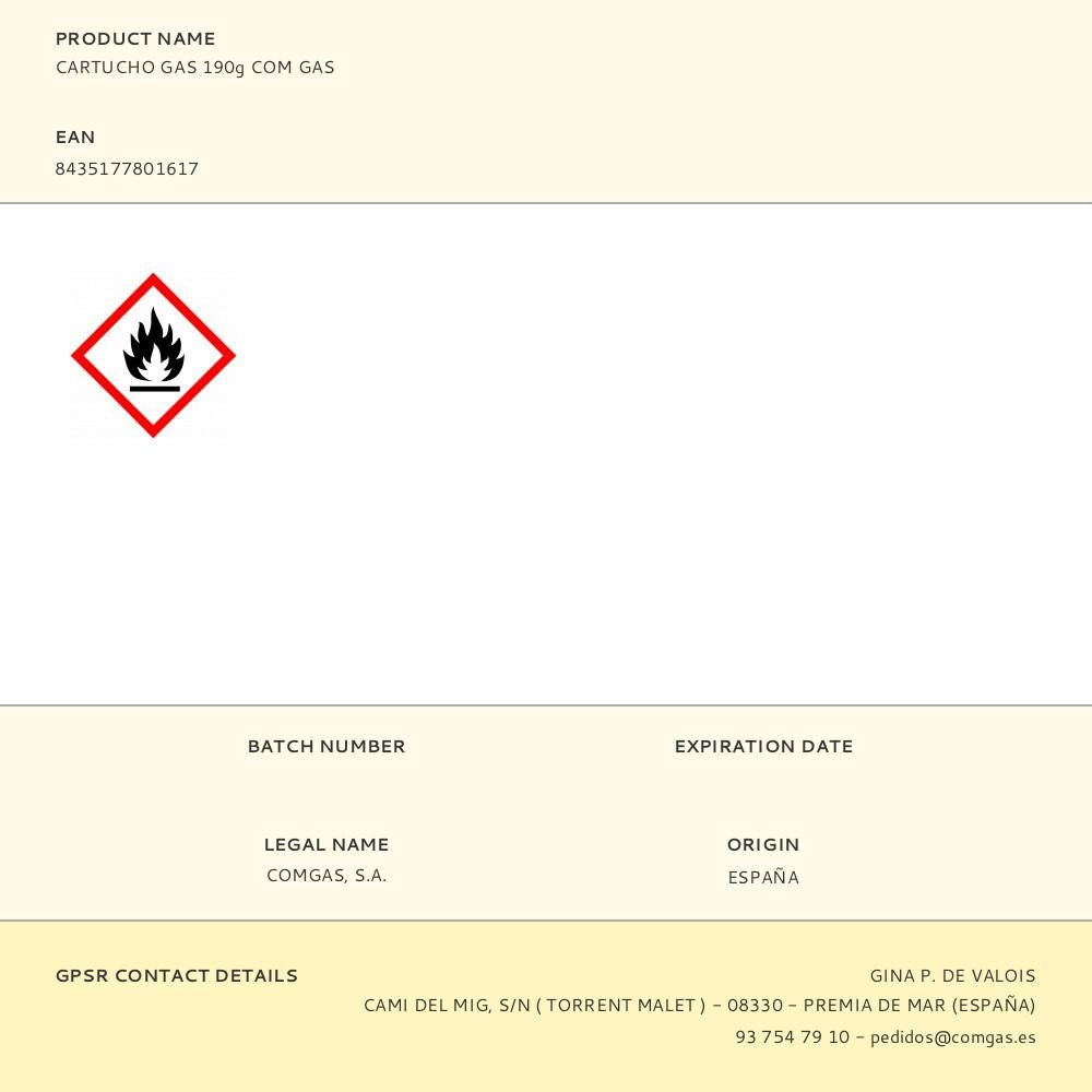 Cartucho de gas 190 g