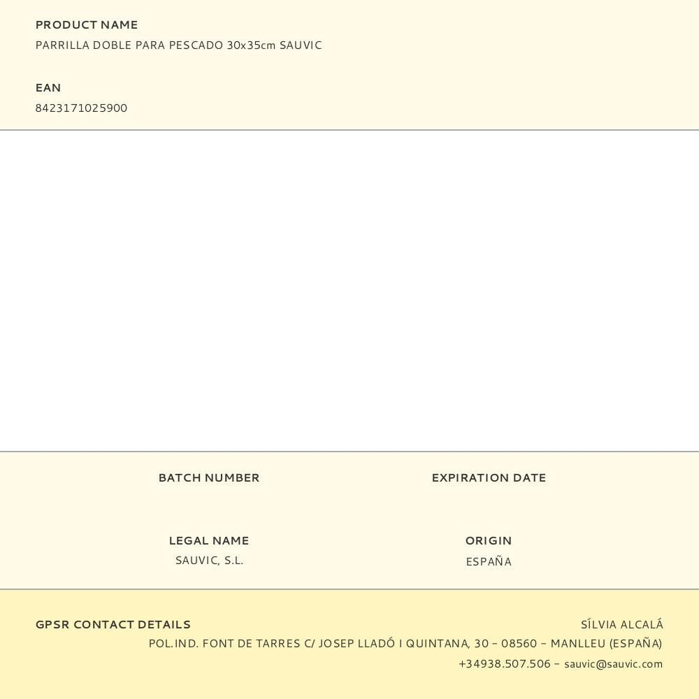 Parrilla doble para pescado 30x35cm sauvic