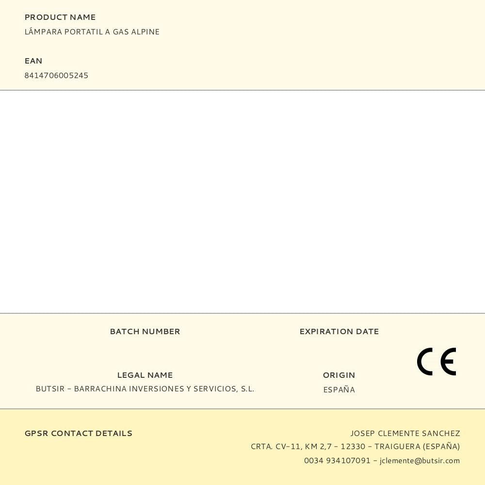 Lámpara portatil a gas alpine