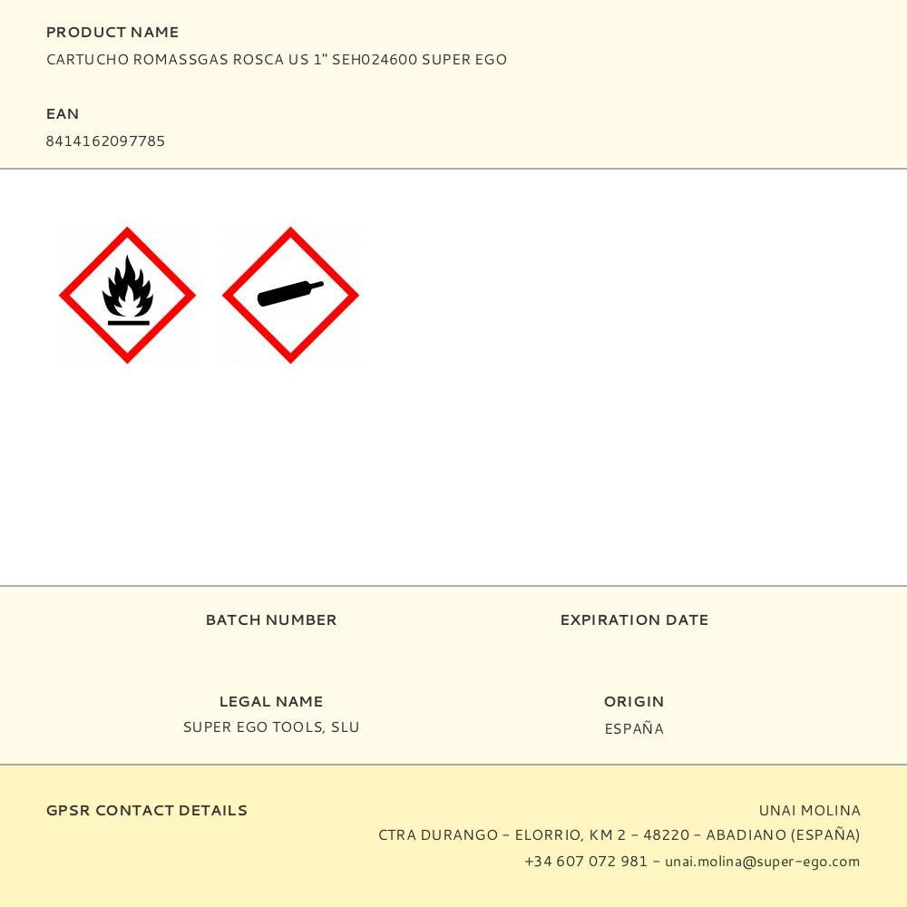 Cartucho romassgas rosca us 1" seh024600 super ego