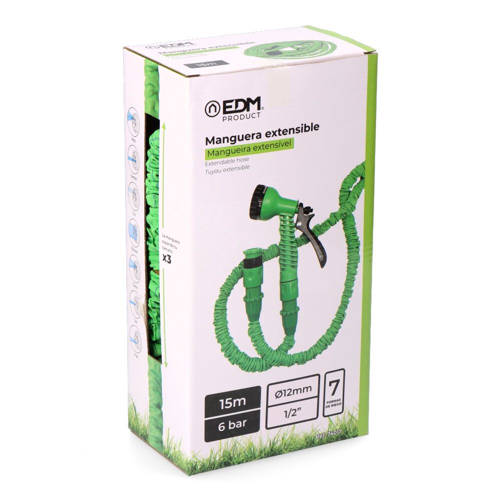 Manguera extensible ø12 mm, ½ pulg, 15 m