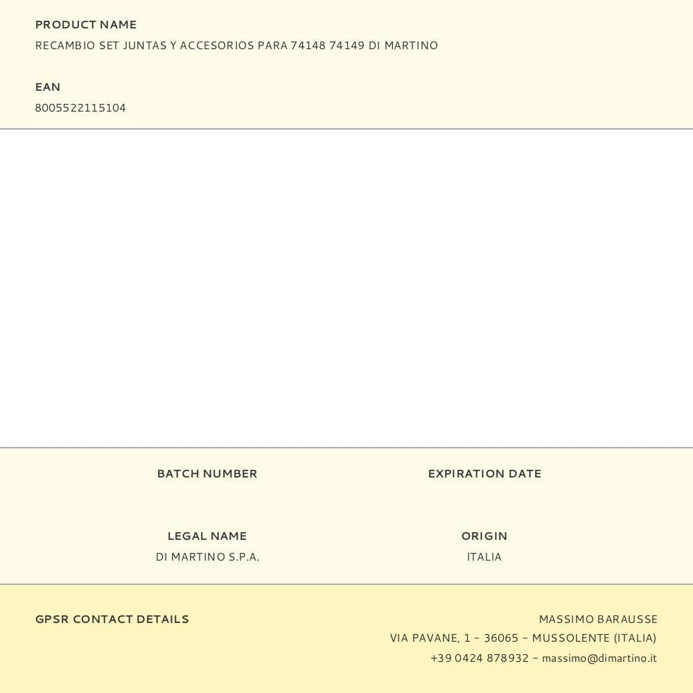 Recambio set juntas y accesorios para 74148 74149 di martino