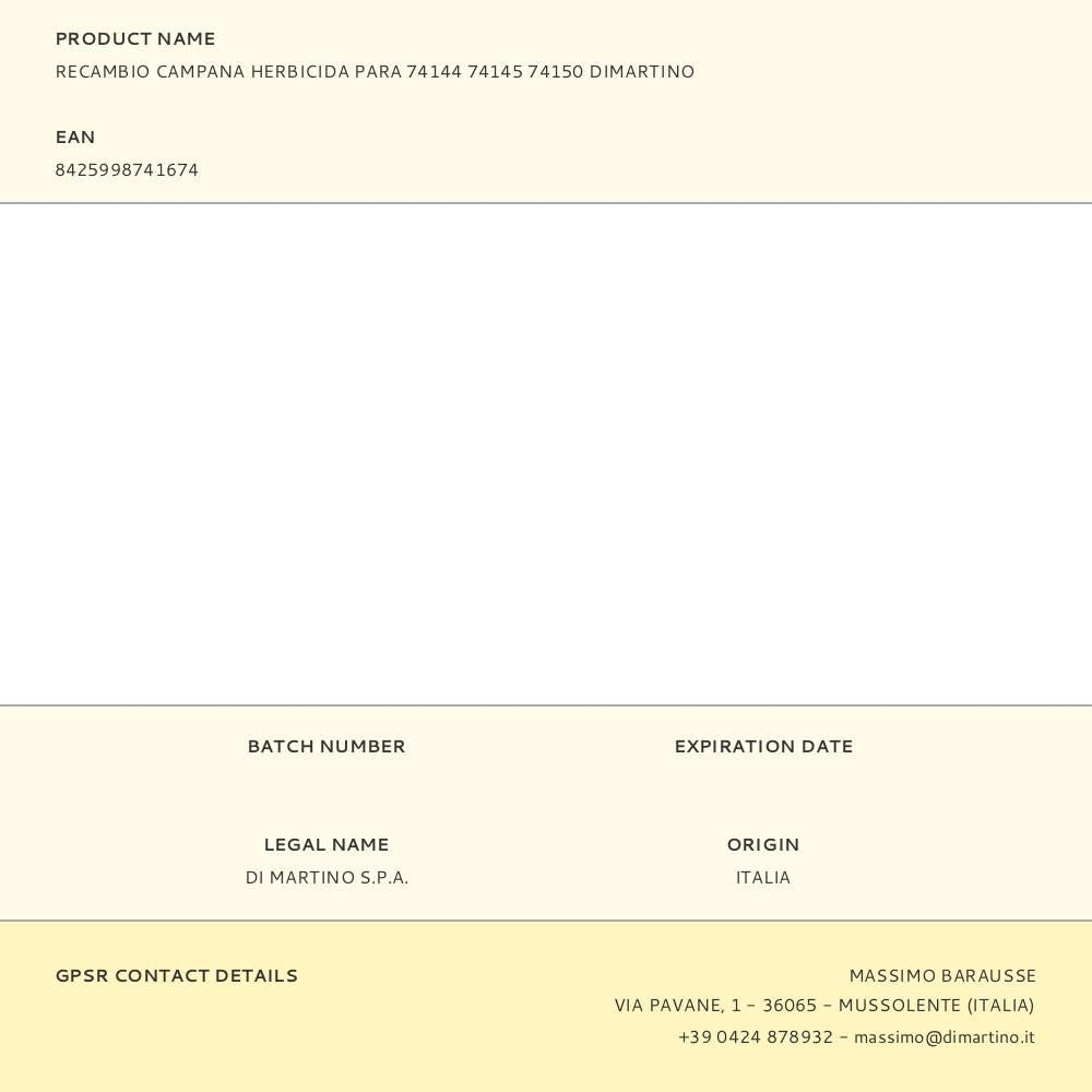 Recambio campana herbicida para 74144 74145 74150 dimartino