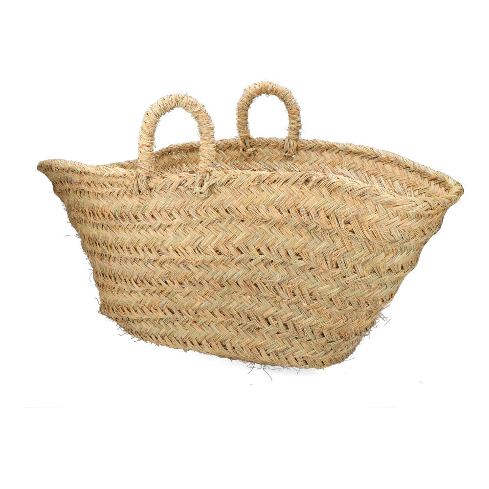 Cesta oval para leñero de esparto, 60 x 35 x 45 cm