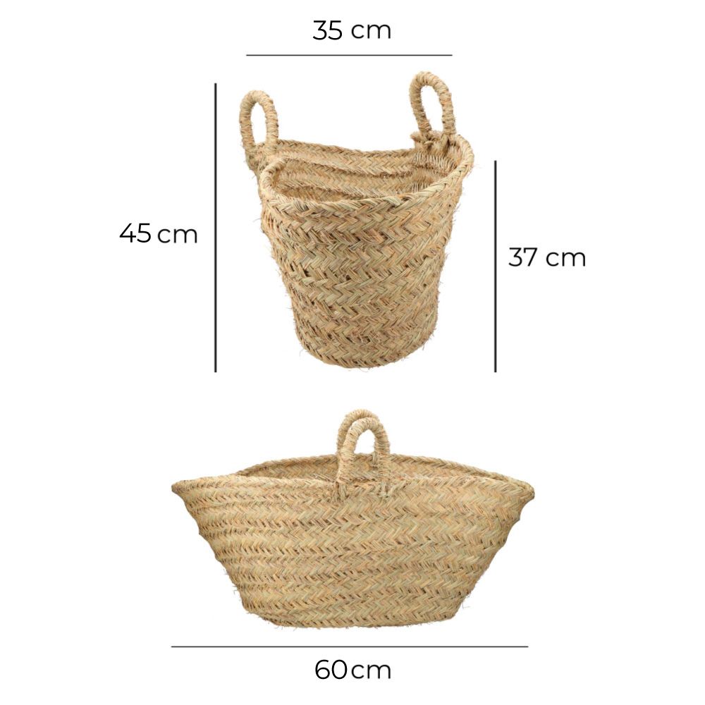 Cesta oval para leñero de esparto, 60 x 35 x 45 cm