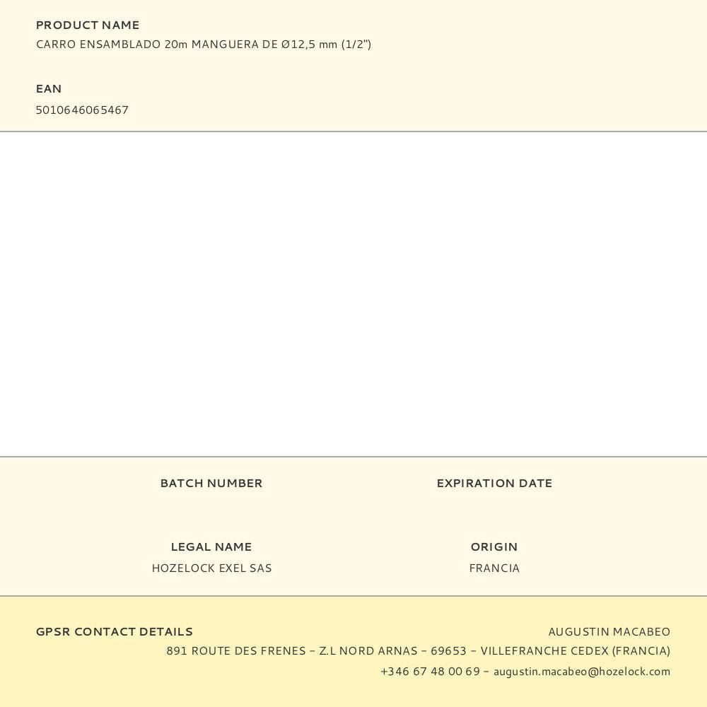 Carro ensamblado con manguera de 20 m