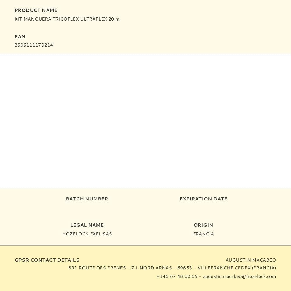 Kit manguera tricoflex ultraflex ø15 mm, 5/8 pulg, 20 m