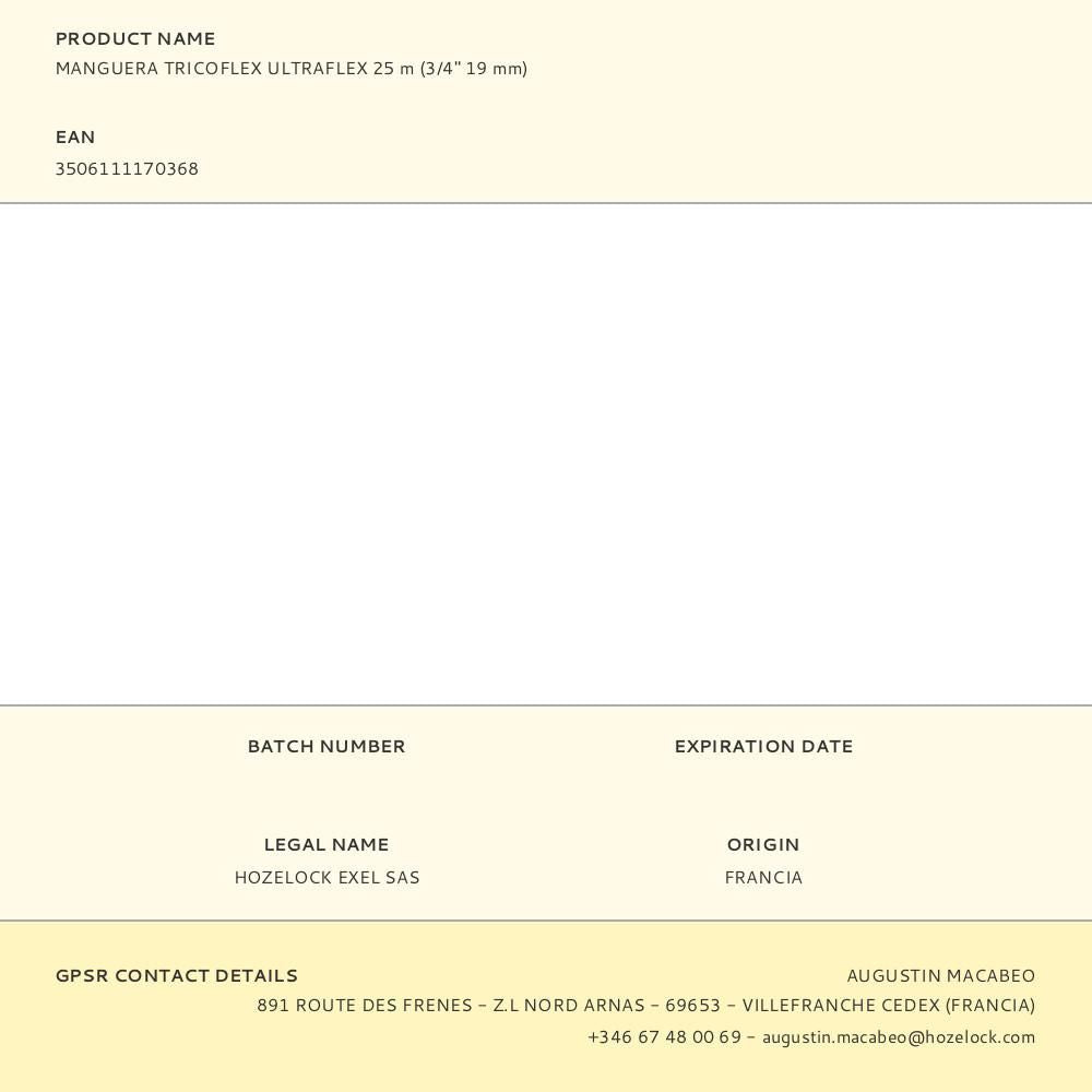 Manguera tricoflex ultraflex ø19 mm, ¾ pulg, 25 m