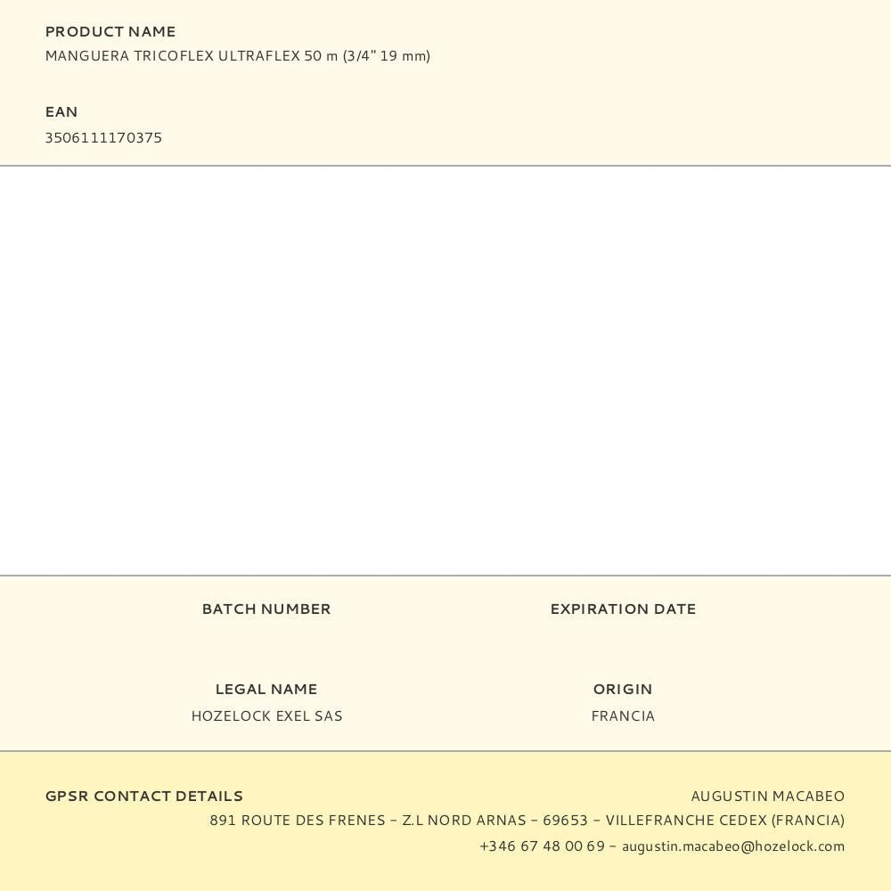 Manguera tricoflex ultraflex ø19 mm, ¾ pulg, 50 m