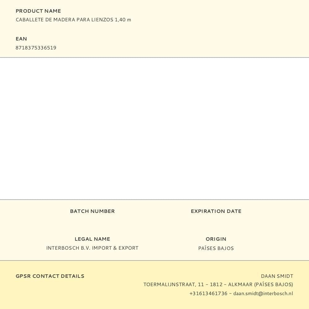 Caballete de madera para lienzos 1,40 m