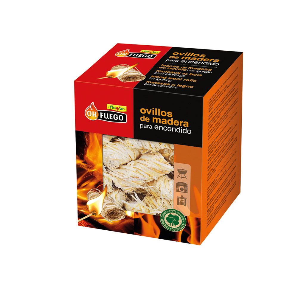 Ovillos de madera para encendido okfuego, 24 uds