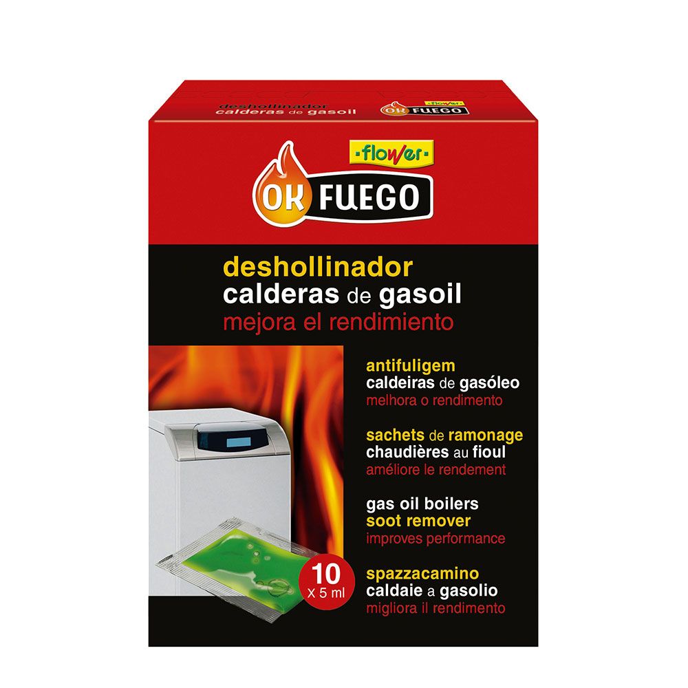 Okfuego deshollinador líquido para estufas de gasoil, 10 uds x 5 ml