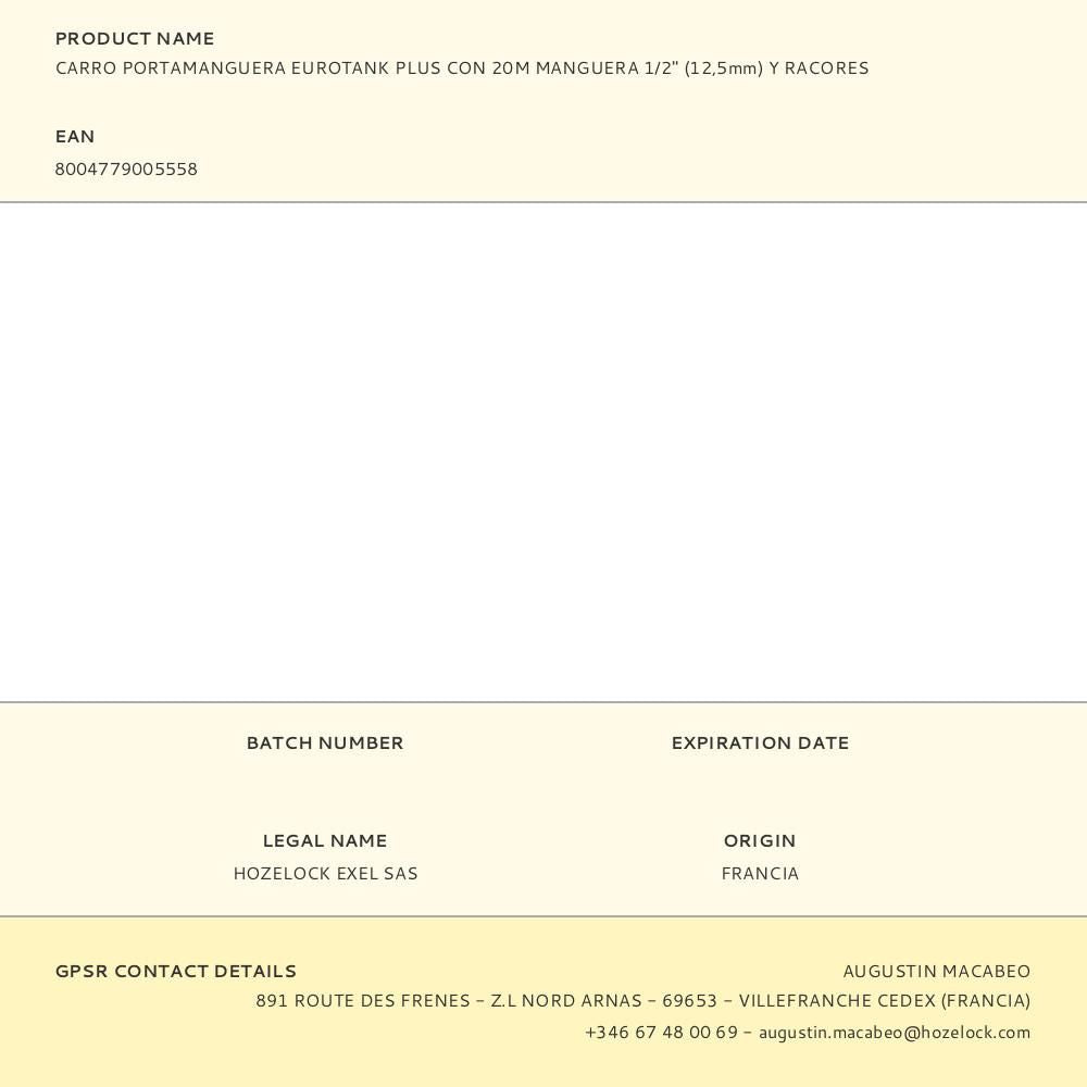 Carro eurotank plus con manguera 20 m