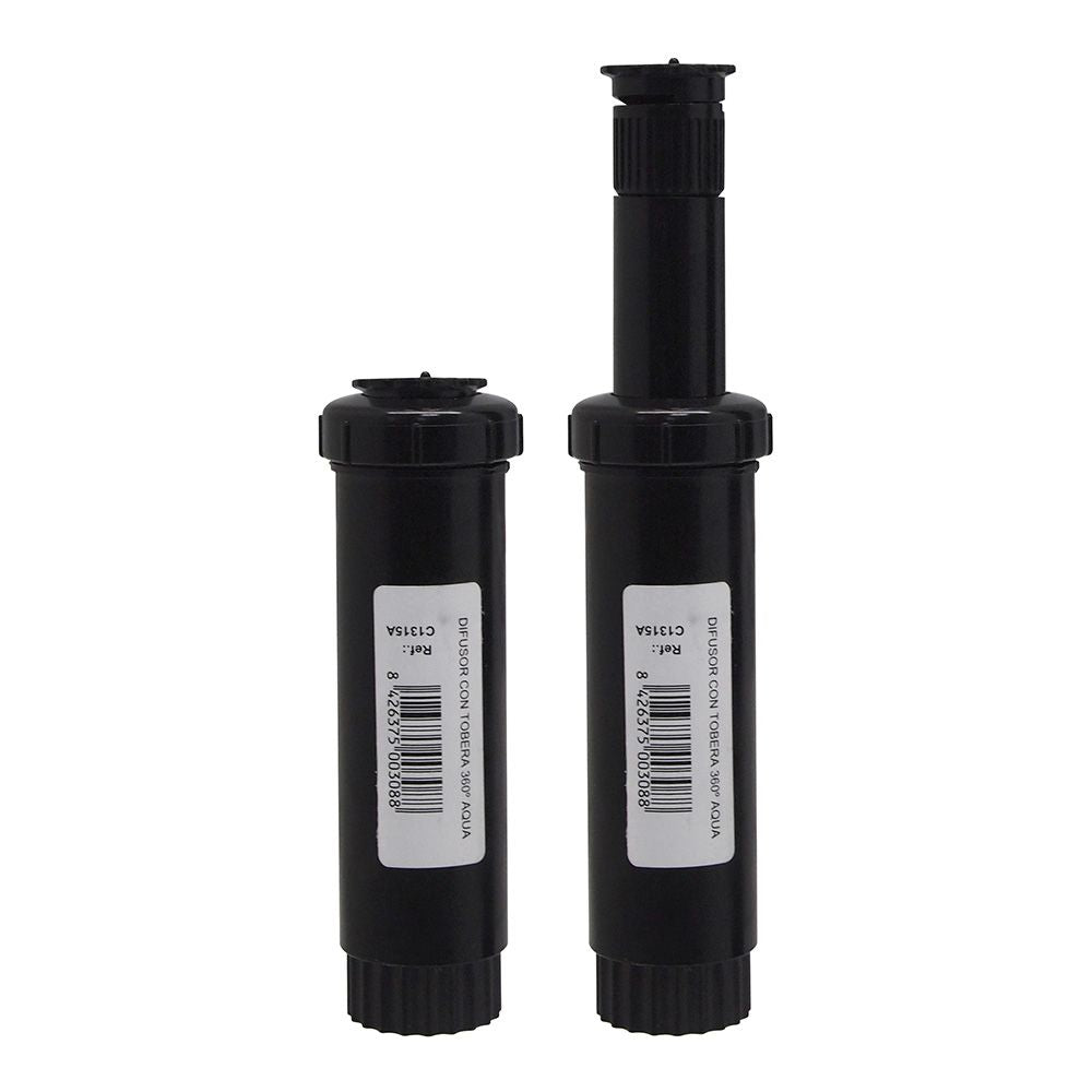 Difusor con tobera, emerge 6 cm, alcance 360° de 4 a 4,5 m