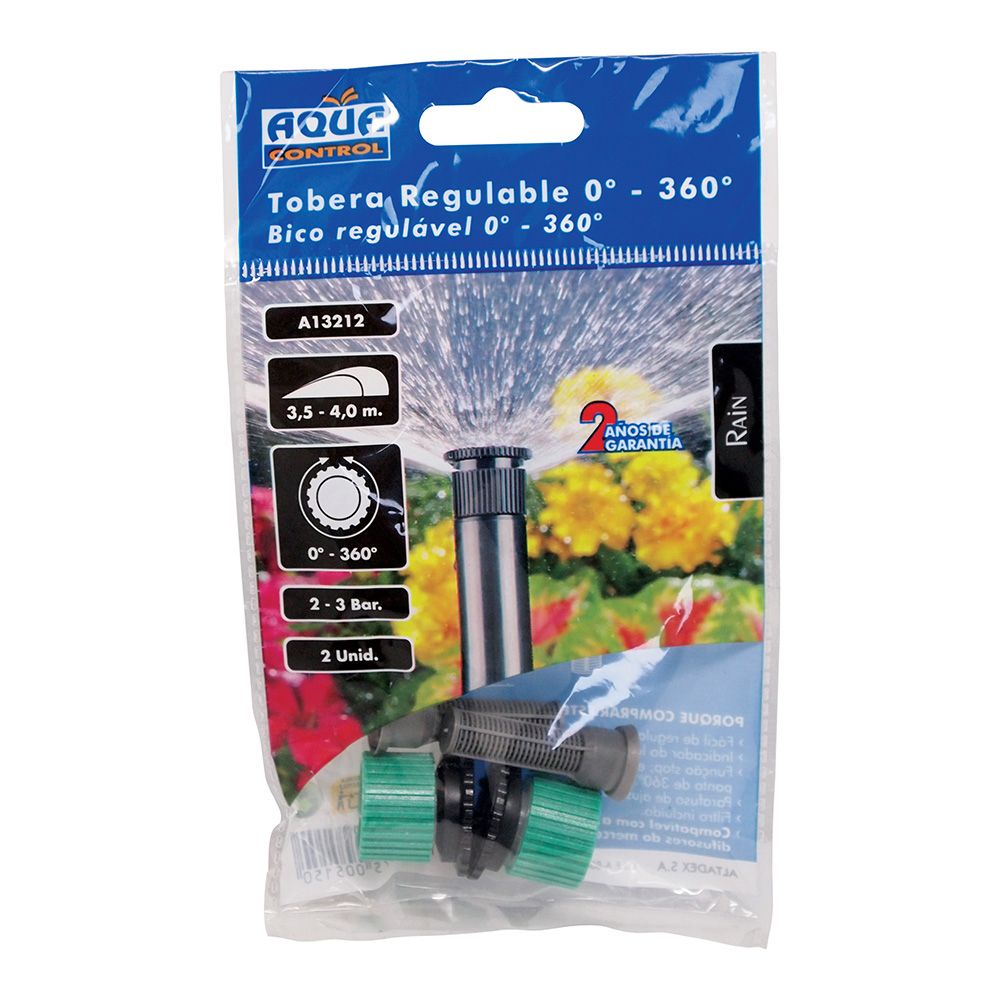 Toberas regulable de 0 - 360°, alcance 3,6 m, 2 uds