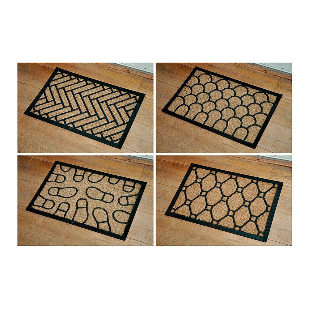 Felpudo panamá, con base de goma, 4 modelos surtidos marron y negro, 60 x 40 cm