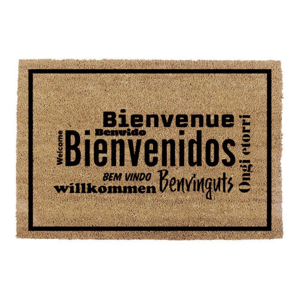 Felpudo de fibra de coco modelo bienvenidos idiomas, 60 x 40 cm