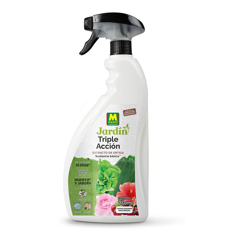 Triple acción: insecticida, fungicida y acaricida, pistola pulverizadora, 750 ml