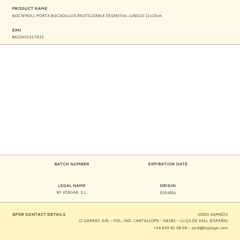 Porta bocadillos reutilizable essential jungle 11 x 15 cm