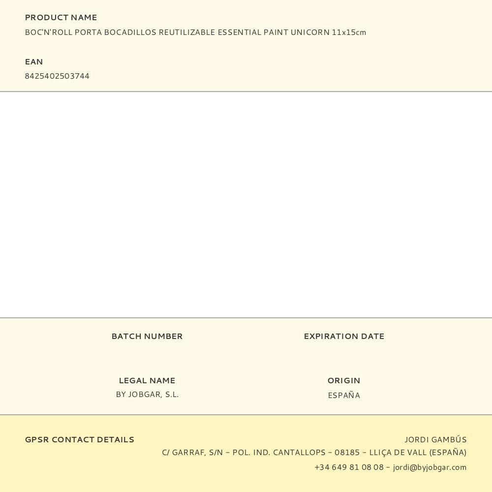 Porta bocadillos reutilizable essential paint unicorn 11 x 15 cm