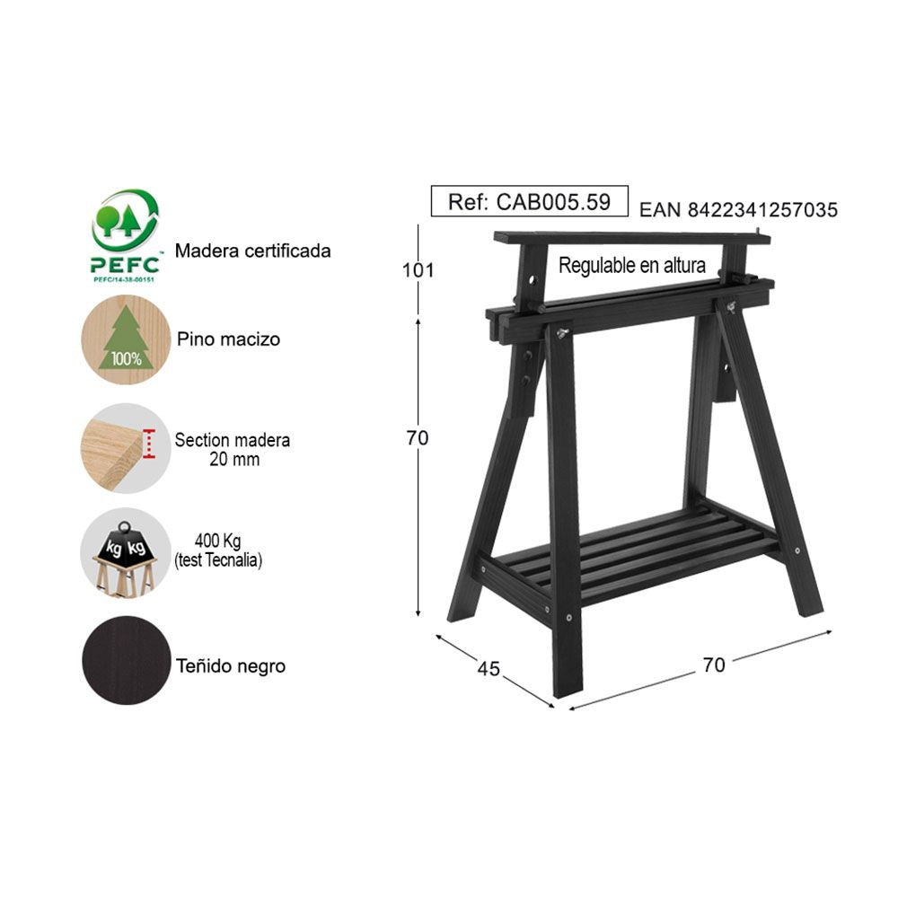 Caballete architect pino macizo negro