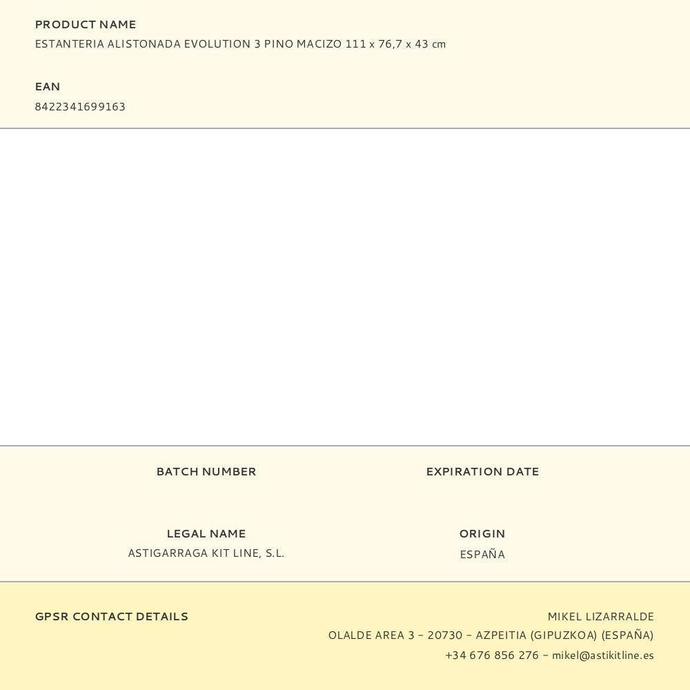 Estanteria alistonada evolution 3 pino macizo 111 x 76,7 x 43 cm