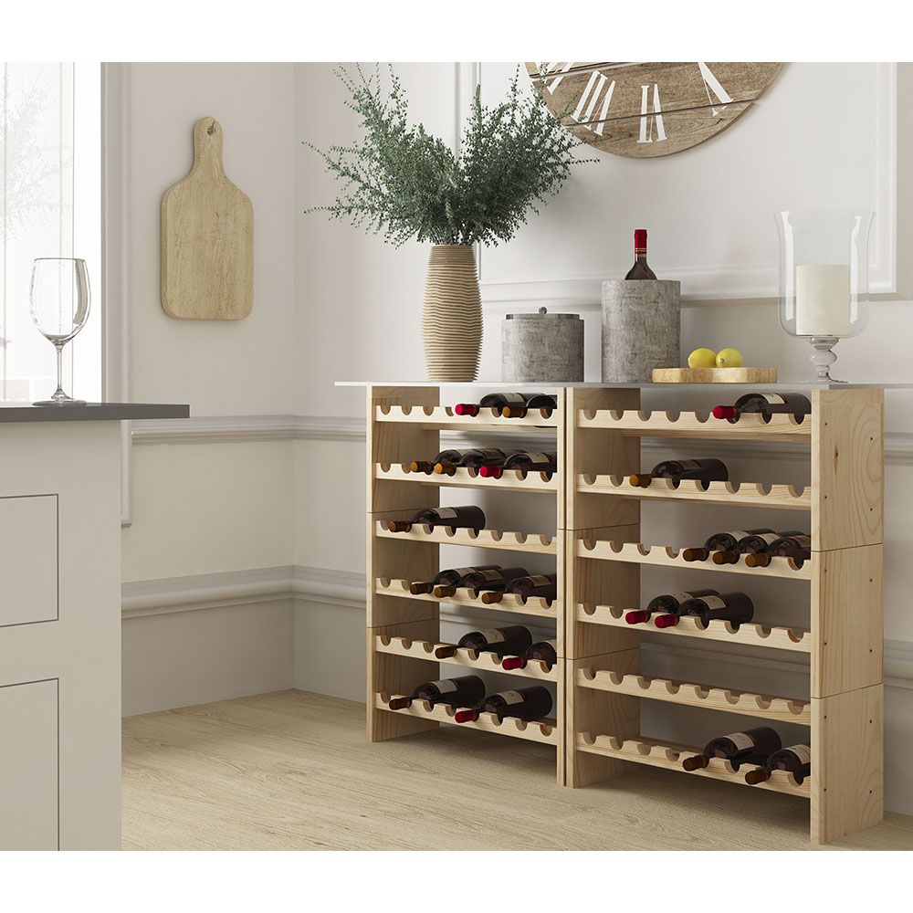 Botellero de pino macizo merlot para 16 botellas 68,8 x 25 x 30cm