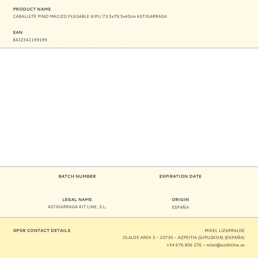 Caballete pino macizo plegable kipli 73,5 x 79,5 x 40 cm