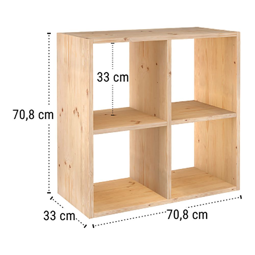 Estanteria modular 6 cubos dinamic pino macizo 70,8 x 70,8 x 33 cm