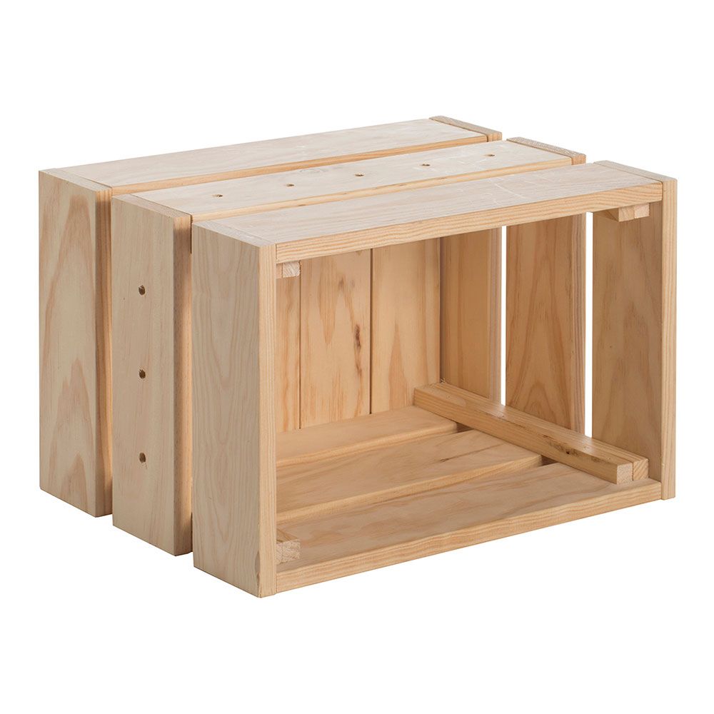 Caja de pino macizo sin barniz, 46 x 31 x 24,5 cm