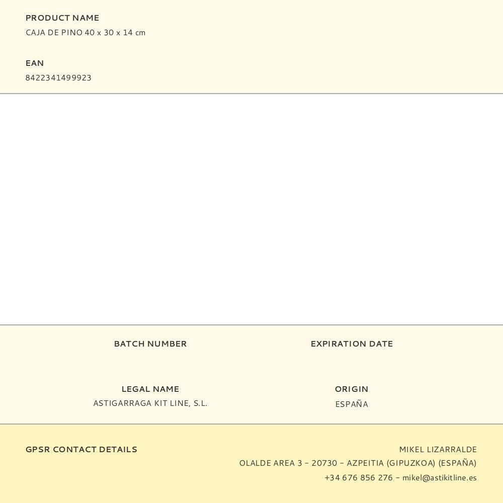 Caja de pino 40 x 30 x 14 cm