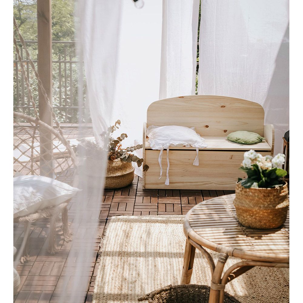 Banco baúl deco de pino 90 x 62 x 38 cm