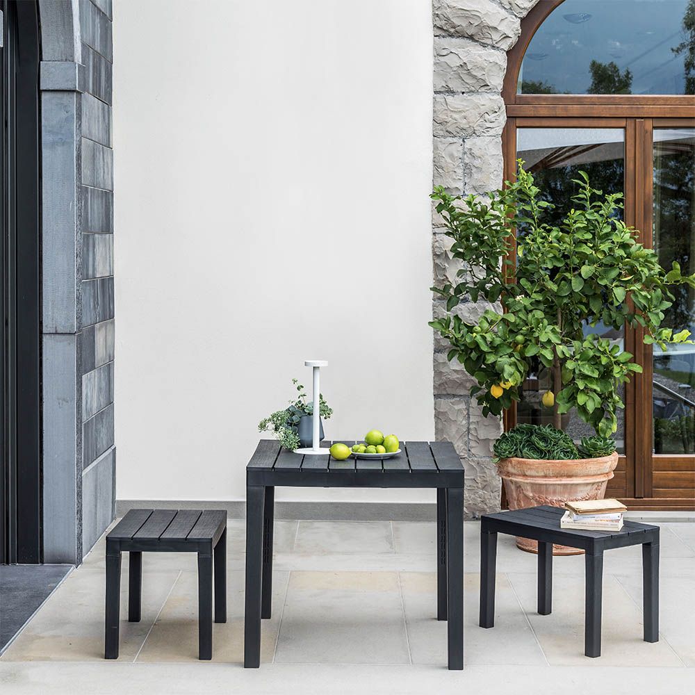 Mesa cuadrada bali color antracita para exterior 78 x 78 x 72 cm