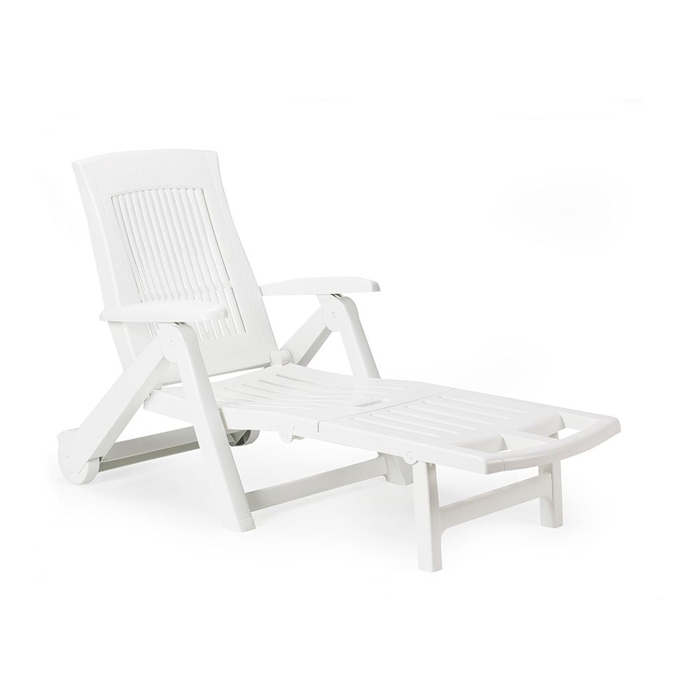 Tumbona plegable con ruedas zircone color blanco 72 x 195 x 101 cm