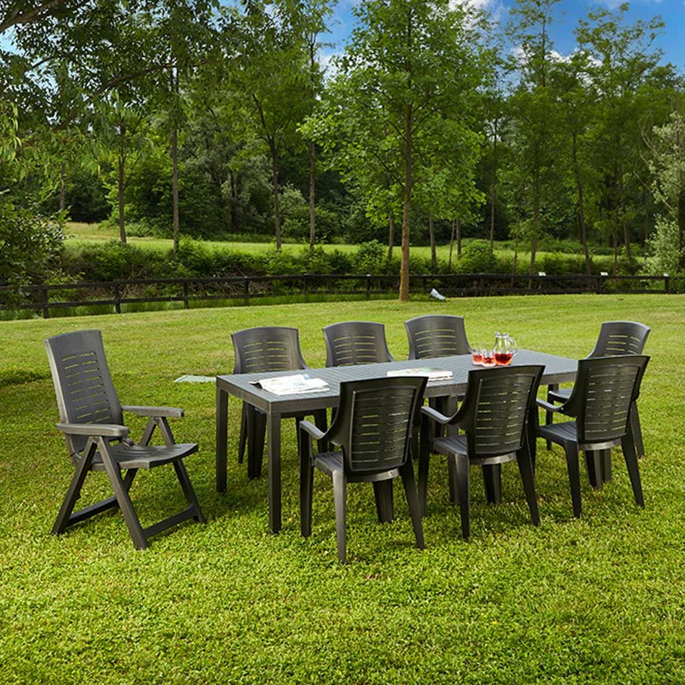 Mesa extensible indo color antracita para exterior 90 x 150 - 220 x 72 cm