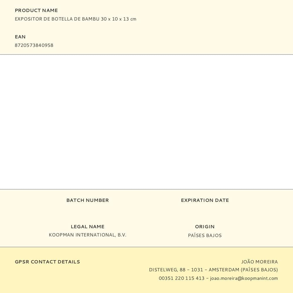 Expositor de botella de bambu 30 x 10 x 13 cm