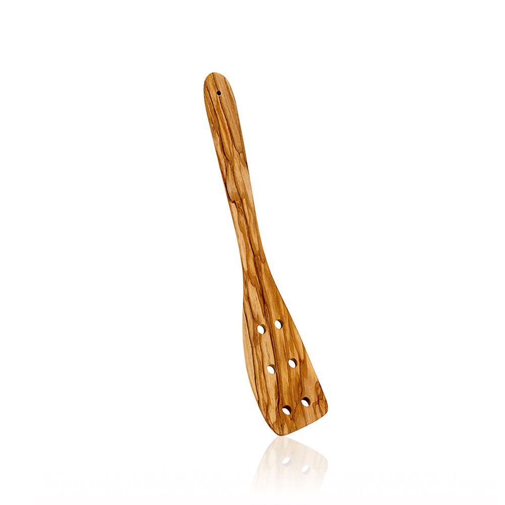 Espátula con agujeros de madera de olivo 30 cm